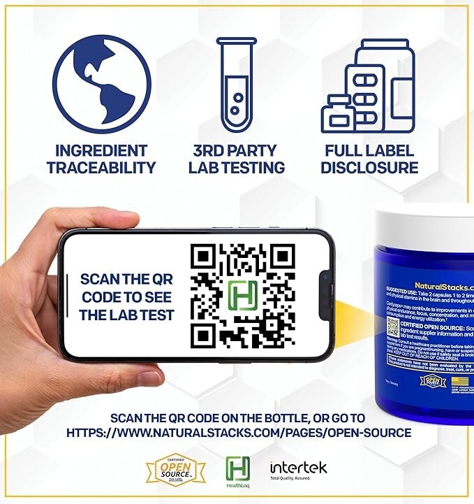 Natural Stacks Cordyceps + Mushroom Supplement with Yerba Mate - Focus & Energy