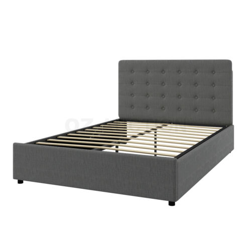 Double Bed Frame with Headboard Gas Lift Up Storage Platform Wooden Mattress - Picture 8 of 9