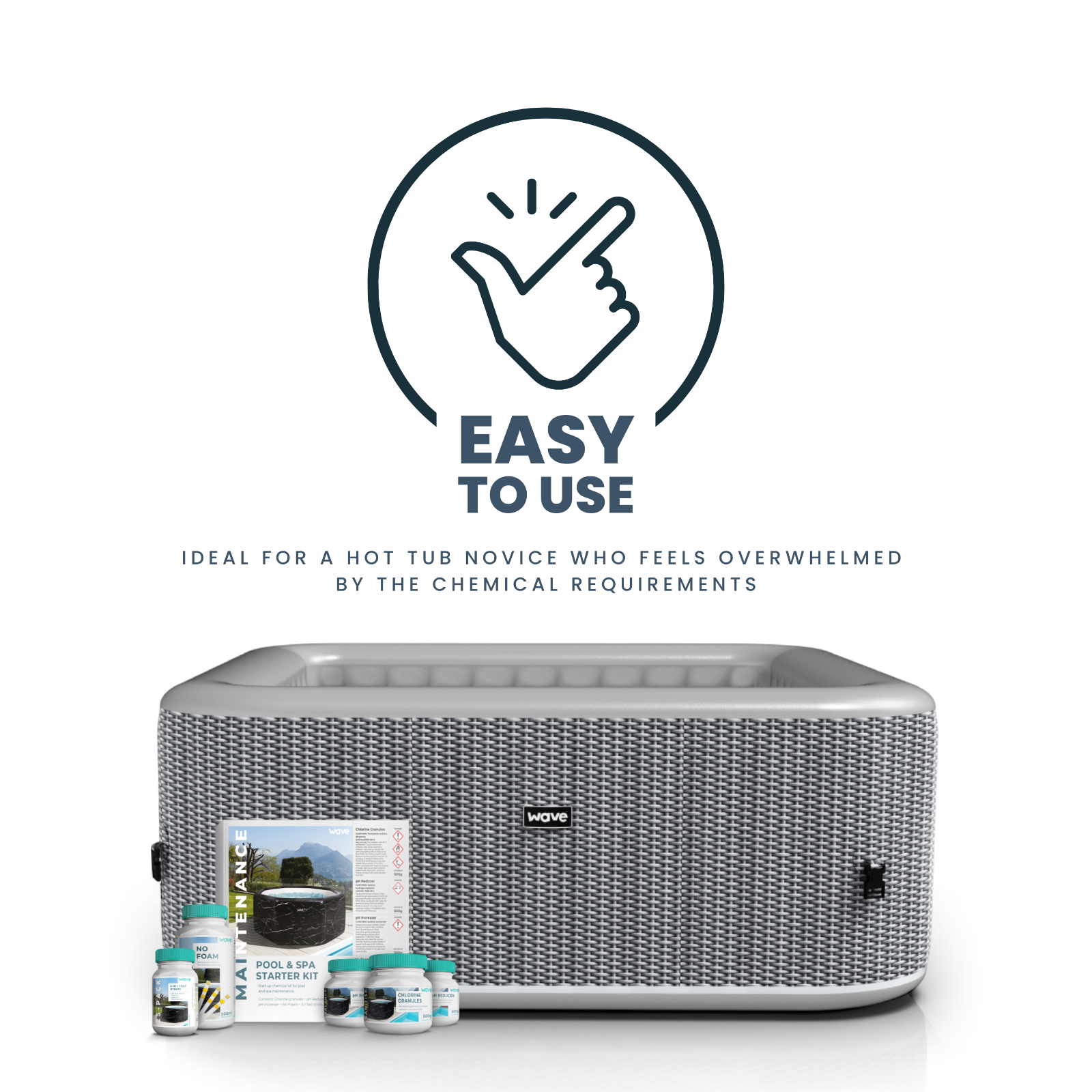 Wave Hot Tub Chemicals Starter Kit for Hot Tub, Spa, and Pool Water