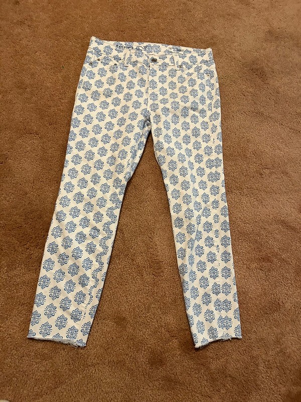 Vineyard Vines Women Print Denim Jeans 10 Blue White Skinny Graphic