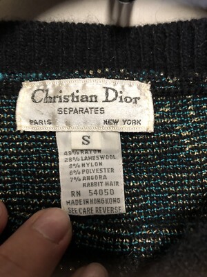 Christian Dior ネイビー ジップアップ S VTG Christian Dior Separates Paris Green Black Gold Cap Sleeve