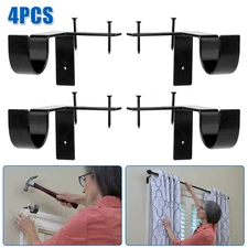 4Pcs Curtain Pole Brackets No Drill Curtain Rod Holder Into Wooden Window Frame