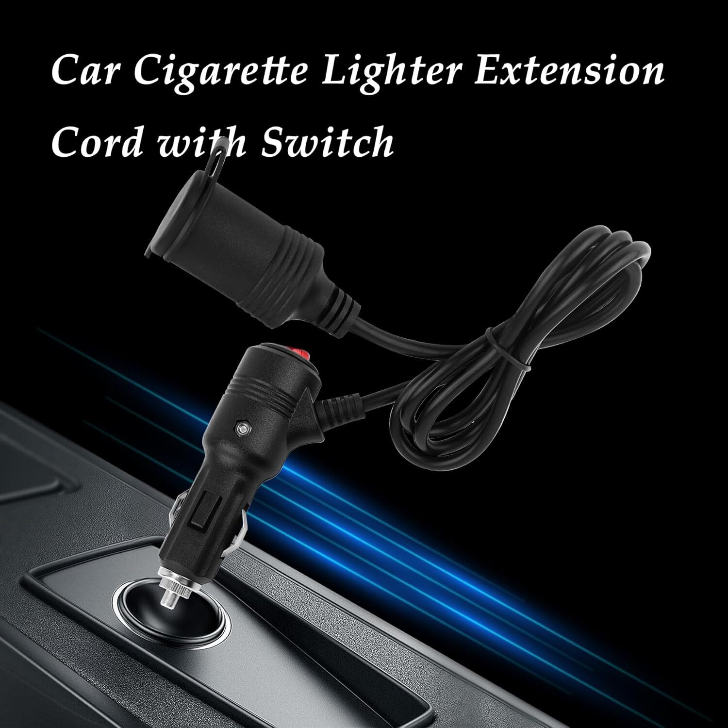 3Ft Car Cigarette Lighter Extension Cord with on off Switch & Dust Cap,12V Cigar