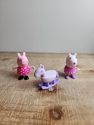 Peppa Pig Friends Suzy Sheep Peppa Pink Dress Figures Rocking Horse Lot