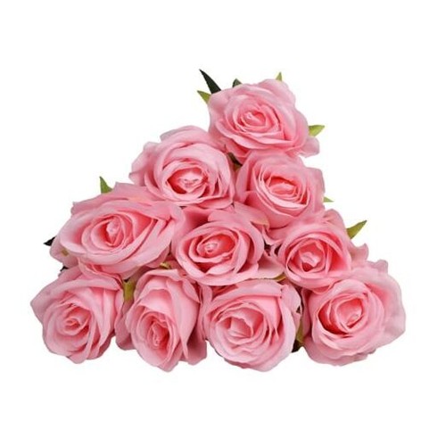 10 PCS Artificial Rose Flowers, Realistic Fake Rose Long Stem Light Pink - 第 1/7 張圖片