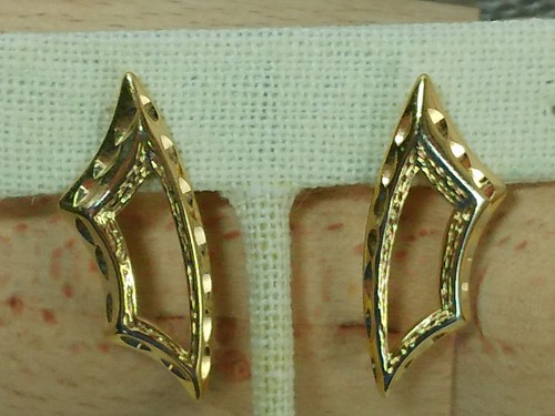 Pendientes Retro Modernos De Colección COP 86' Grabados Recortados Rectangulares Abstractos Tono Dorado - Imagen 12 de 15
