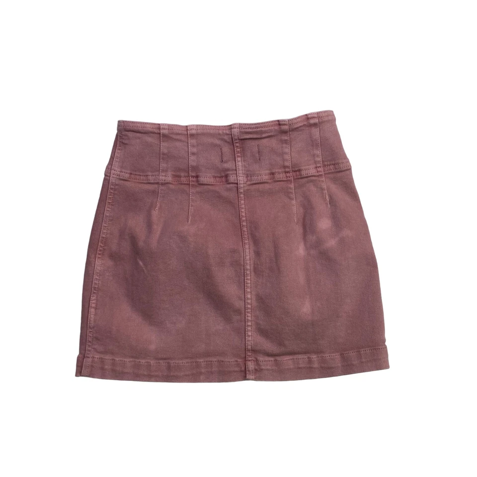 Falda vaquera lápiz recta Free People para mujer talla 30 rosa cremallera expuesta Foto 2 de 4