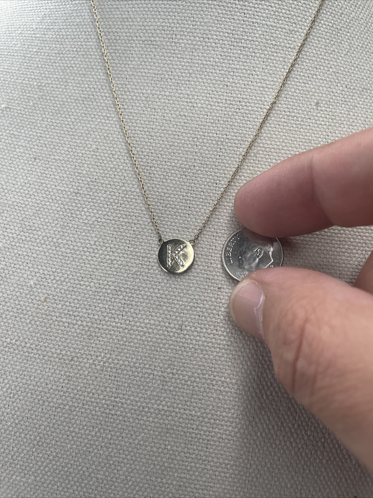 Gold Over Solid Sterling CZ Initial “K” Pendant N… - image 3