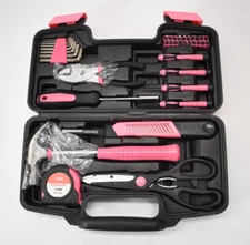 39 Piece Tool Set Hammer/Screwdriver Pink/Black Allen Wrenches Bulk Set