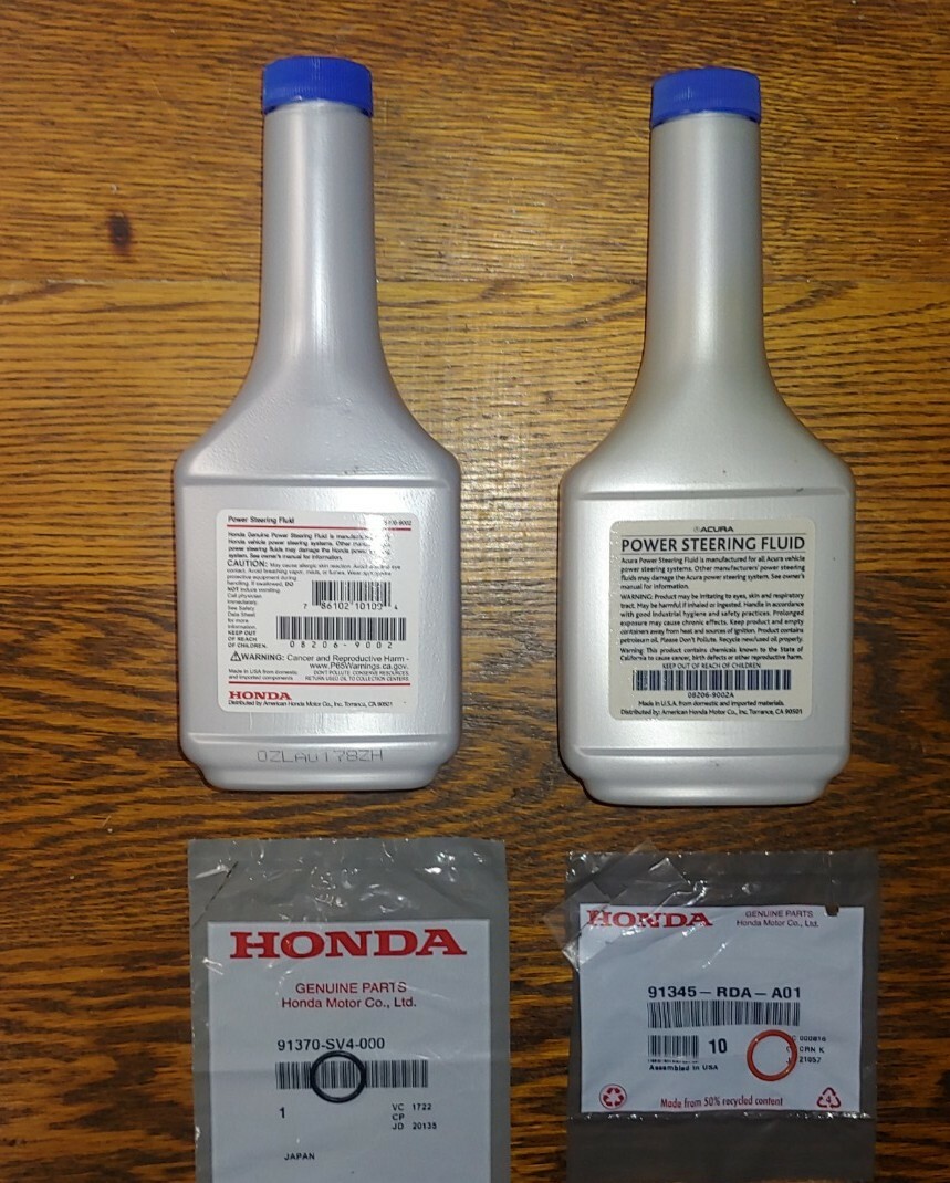 GENUINE ACURA OEM POWER STEERING PUMP O RINGS & OIL 4 PC KIT GASKETS