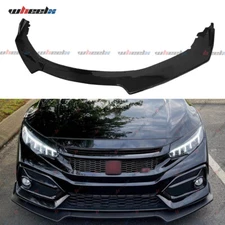 Front Bumper Lip Body Kit Spoiler Chin For 2016-2021 Honda Civic Glossy Black