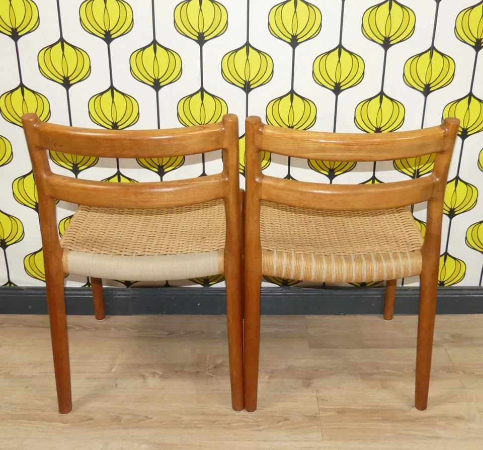 2er Stuhl Set Modell 84 Esszimmerstuhl Teak/Papierkordel von Niels Otto Møller - Bild 3 von 4