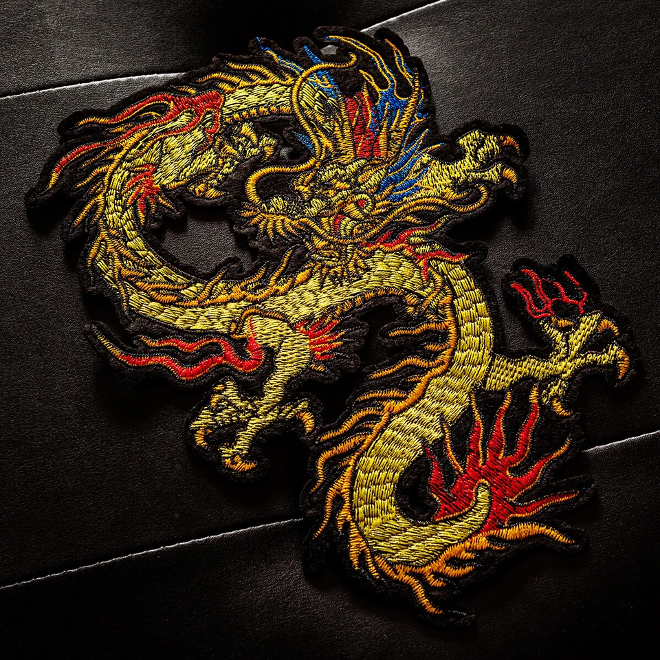 9'' Dragon Embroidered Iron On Sew On Patch Badge Fabric DIY Jeans Jacket Bag - Image 3 of 4