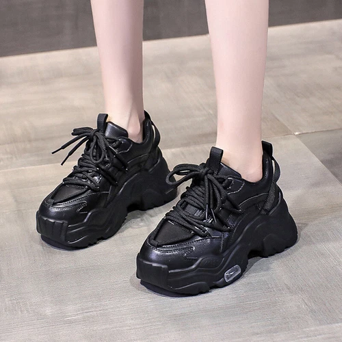 Womens Chunky Sneakers Platform Lace Up Casual Running Sport Shoes Trainers - Picture 5 of 24