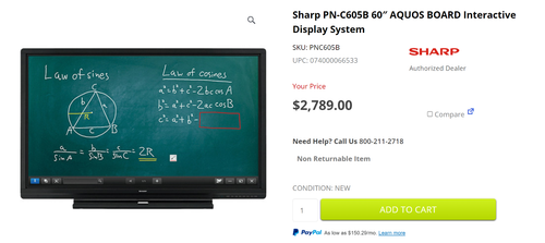 Sharp AQUOS BOARD PN-C605B 60" Interactive Display System - Whiteboard -Complete - Picture 4 of 4