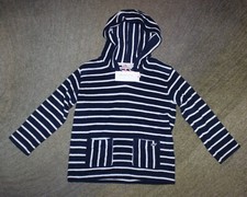 Vineyard Vines Girls Navy Striped Terry Towel Hoodie - Size S 7-8 - NWT