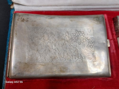 1960's Saigon 3 Piece Smoking Set in Sterling Silver visiting Dignitaries Gift - Picture 5 of 11