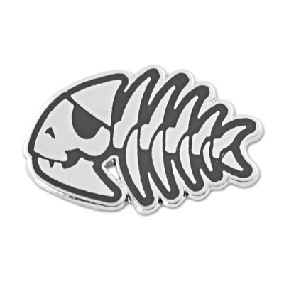FSM Jolly Pirate Fish Lapel Pin - [Silver][1'' Wide]