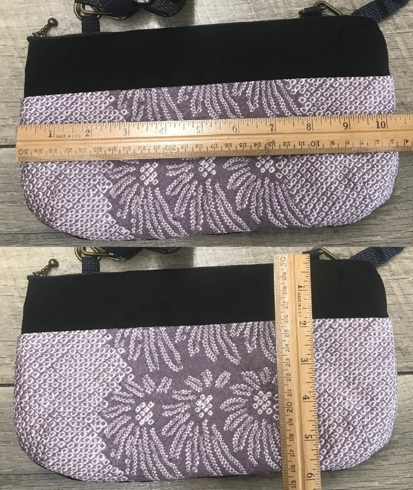 Handmade Bag Vintage Japanese Kimono Fabric Clutch Crossbody Floral Corsage Pin - Image 2 of 4