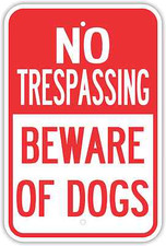 12"X18" NO TRESPASSING BEWARE OF DOGS ALUMINUM SIGNS Heavy Duty Metal Warning