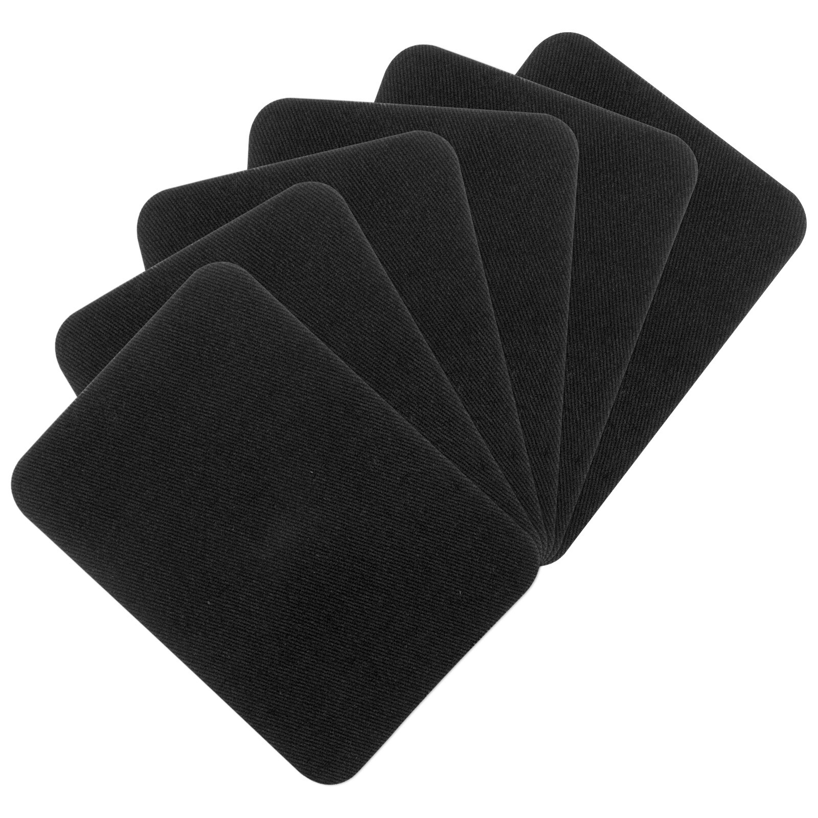6Pcs 3x4.25 Inch Iron-On Black Cotton Fabric Patches for Clothes Repair  
