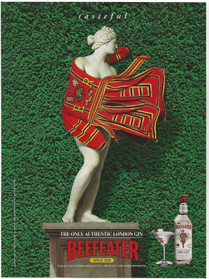 Vintage Print Ad Beefeater London Dry Gin - Statue With Beefeater Jacket 1994