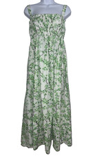 J. Crew Lime Cherry Blossom Floral Gathered Tank Midi Dress Milk Maid Size 8