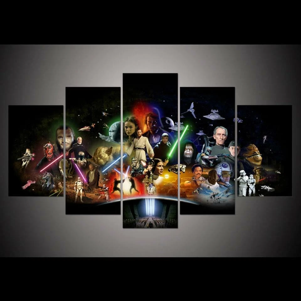 Star Wars Movie Characters Framed 5 Piece Panel Canvas Wall Art Print
Opens in a new window or tab