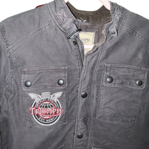 TRIUMPH Motorcycle LUCKY BRAND Limited Edition Gray Canvas Jacket - Mens Small - Picture 5 of 17