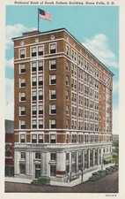 Sioux Falls South Dakota National Bank of South Dakota Linen postcard