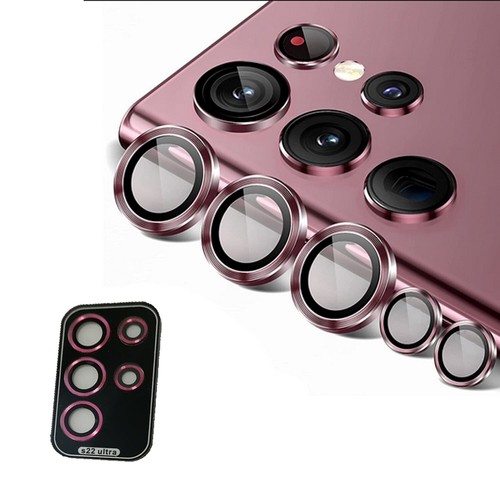 Metal Ring Glass Camera Lens Protector Cover For Samsung Galaxy S22 Ultra - Photo 9 sur 10