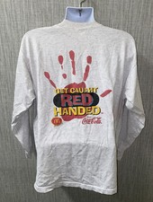 Vtg Murina Mens Light Gray Long Sleeve USA Made Coca Cola T-Shirt Size XL