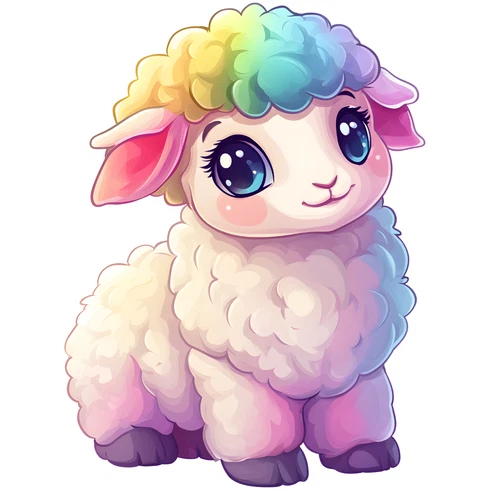 Cute Sheep Chibi Colourful Animal Self Adhesive Sticker