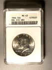 1964 Double Die Obverse MS63 Keddedy Half Dollar 90% Silver