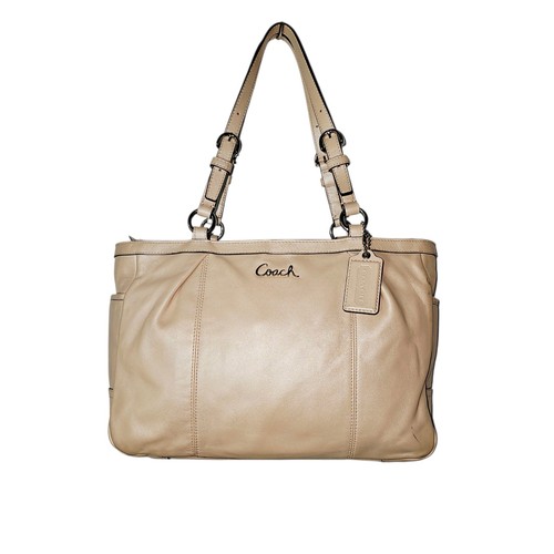 Coach F17721 Gallery Leather Shoulder Handbag Tote Purse Beige