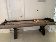 Tabletop Shuffleboard Set w/ Pucks  Bowling Pin Target, Wooden Finish