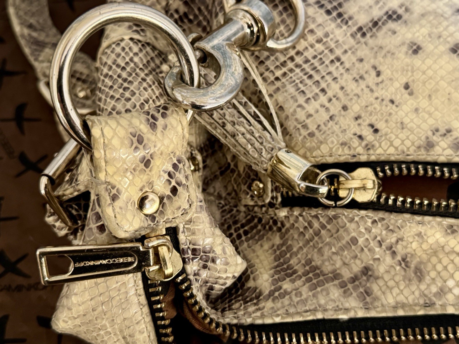 Rebecca Minkhoff Large Black Multi Python/Snake P… - image 11