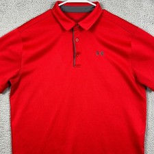 Under Armour Heat Gear Men XL Shirt Golf Polo Red Rugby Short Sleeve Performance