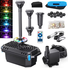 Pond Filter with UV Clarifier and LED Lights 2500 L/H Fountain Pump RGB RC Light