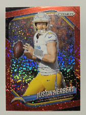 Panini 2025 Prizm Red Sparkle Justin Herbert Chargers #215