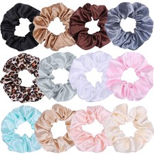 12 Pieces Satin Hair Scrunchies Soft Elastic Bands Hair Ties Women Girls