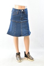 Little Girls Stretch Denim Skirt 5pocket Calf length indigo size 4/6 JW0146