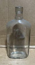 Vintage Pint Full Measure Clear Glass Whiskey Bottle 