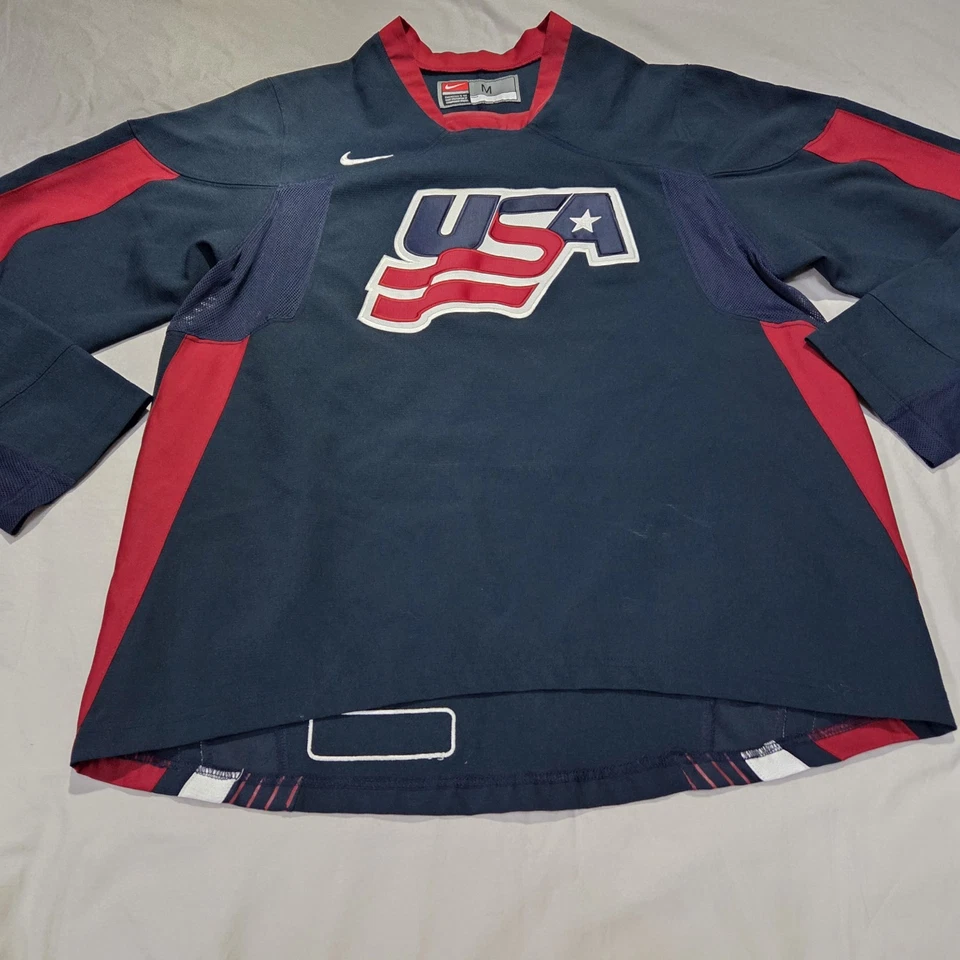 Camiseta deportiva de hockey Nike World JR Team USA IIHF semi profesional AZUL talla M Foto 3 de 4
