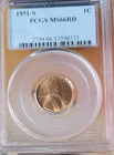 1951-S Lincoln Cent PCGS MS66 RD