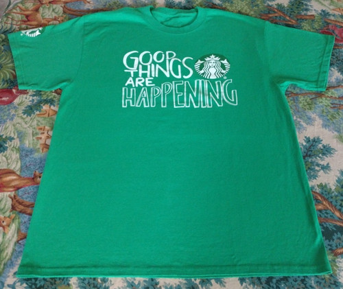 Starbucks Good Things Are Happening Earth Day Employee T-Shirt No Size See Meas.