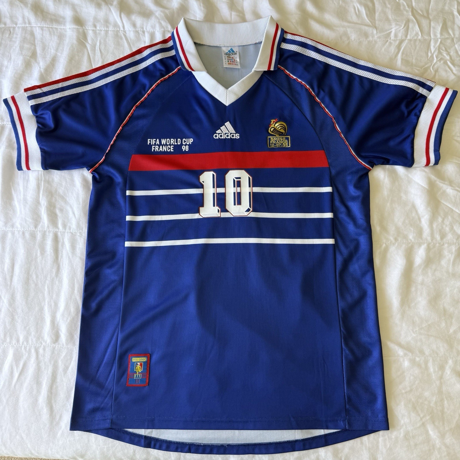Vintage 1998 France World Cup Jersey Blue Mens XL #10 Zidane  Soccer Football