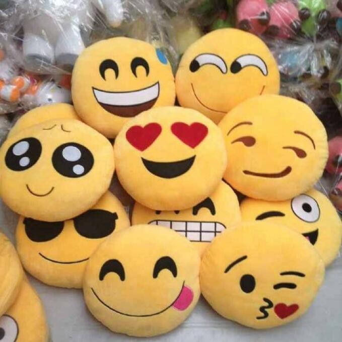 Neues gelbes rundes Kissen Plüschtier Emoji 30cm Emoji Kindergeschenk