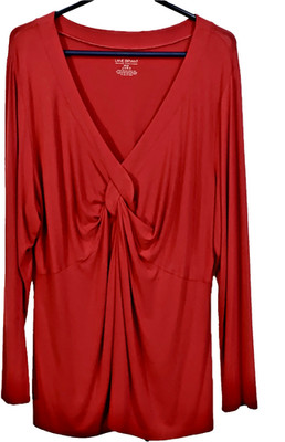 Lane Bryant Top Swing Blouse Women's Size 22-24 (3X) Cabernet Twist Front V-Neck