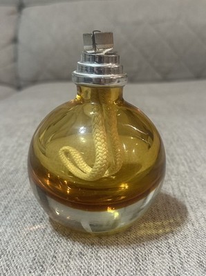 Honey Brown Glass Oil Lamp Sphere with Wick